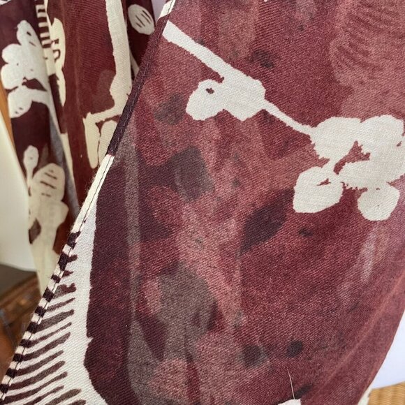 Batik Cherry Blossom Scarf Brown Cream Infinity - Picture 6 of 7